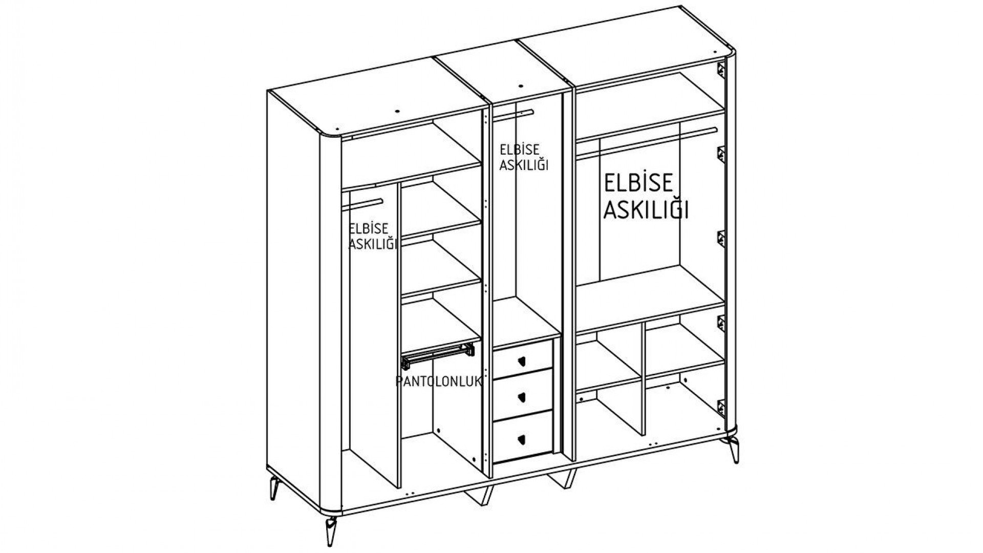Plaza 5-türiger Schrank - Eiche
