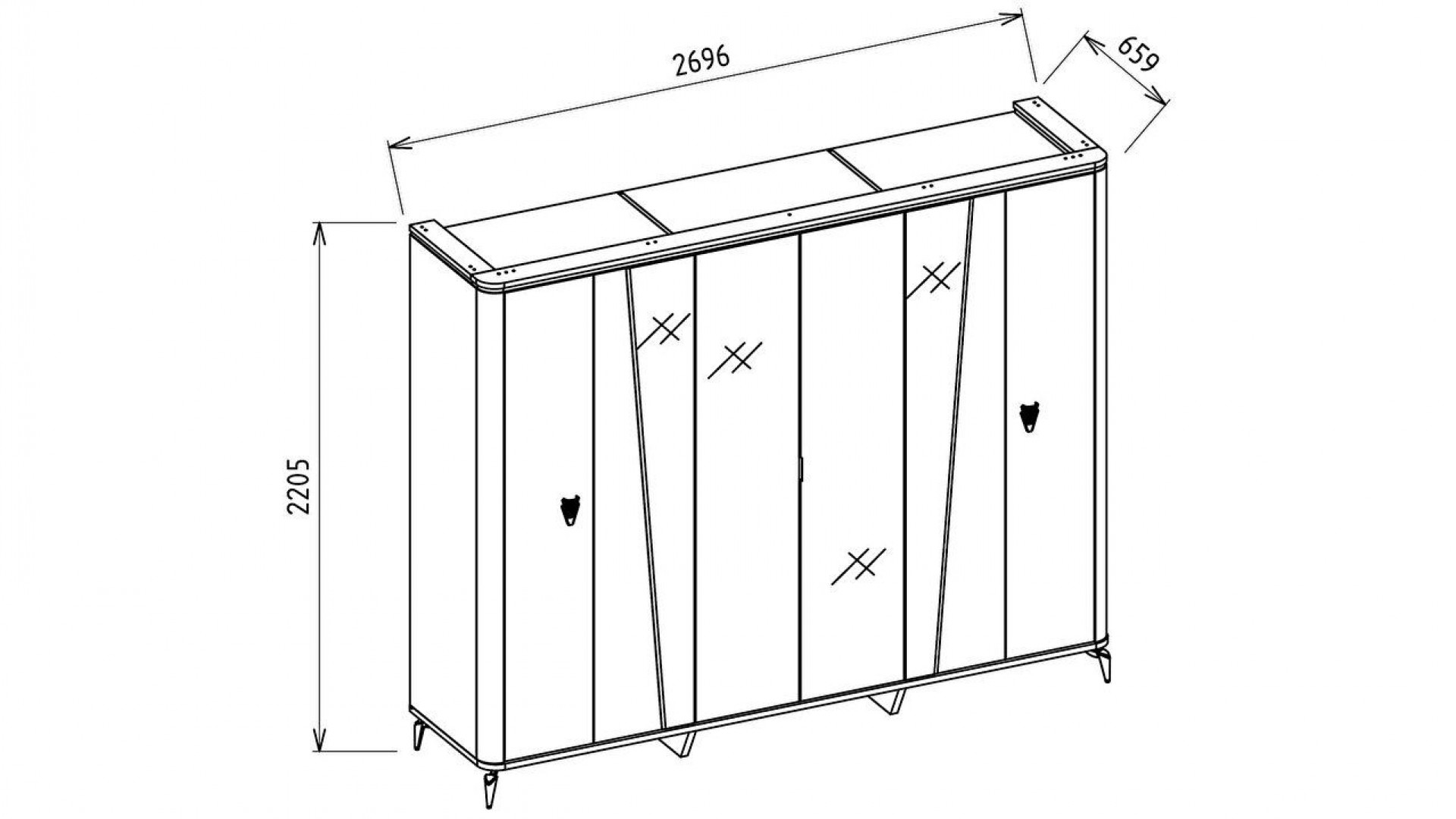 Plaza 6-türiger Schrank - Eiche