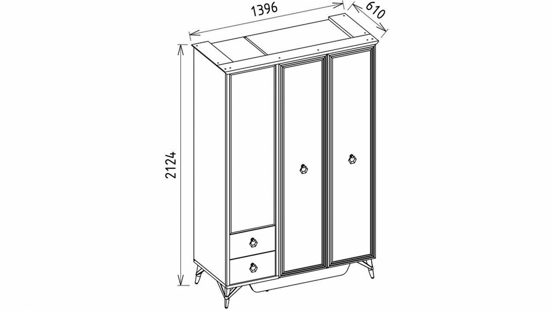 Valencia Jugendzimmer 3-türiger Kleiderschrank
