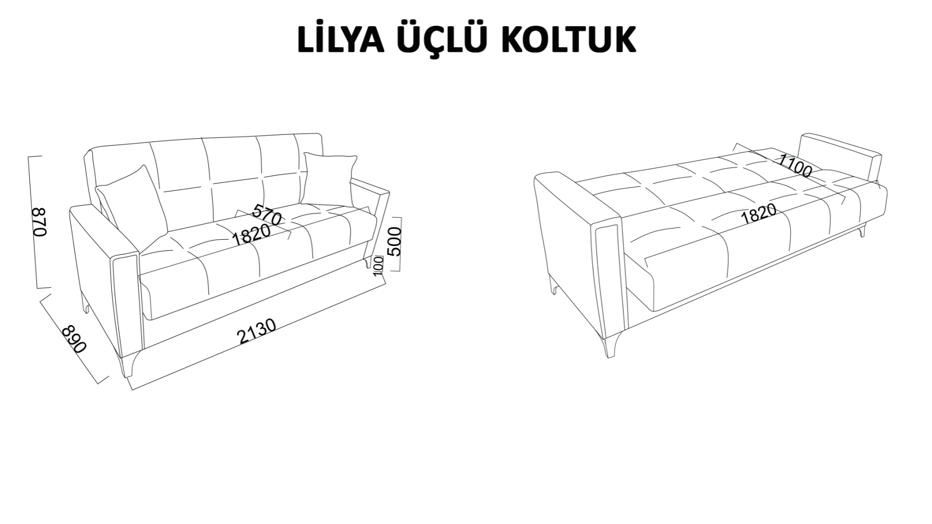 Lilya Kmp 3er-Sofa - Taupe