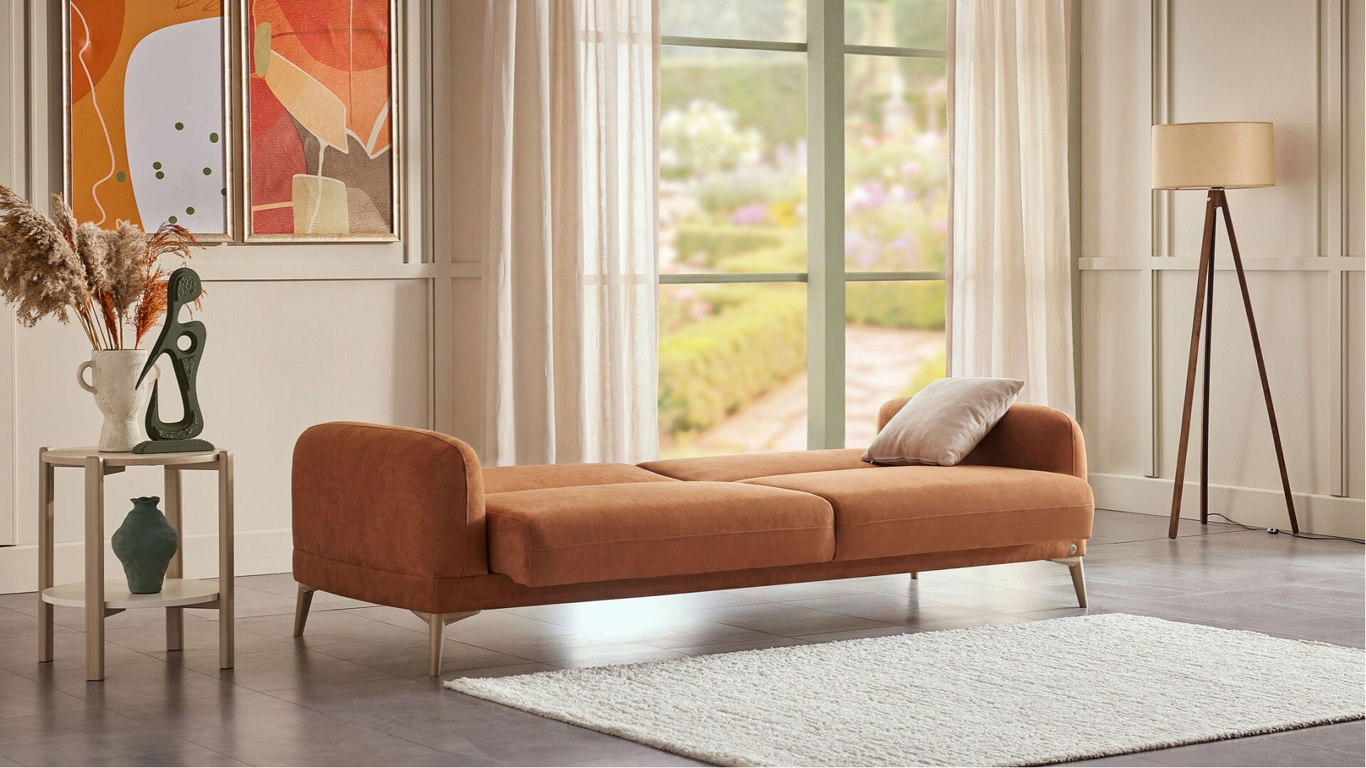 Livora 3er-Sofa - Kiremit - Eiche-Füße