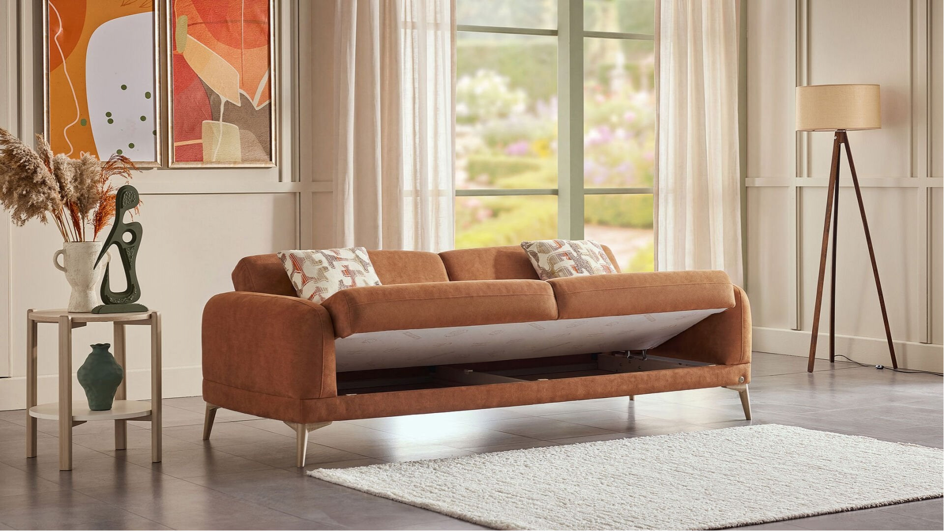 Livora 3er-Sofa - Kiremit - Eiche-Füße