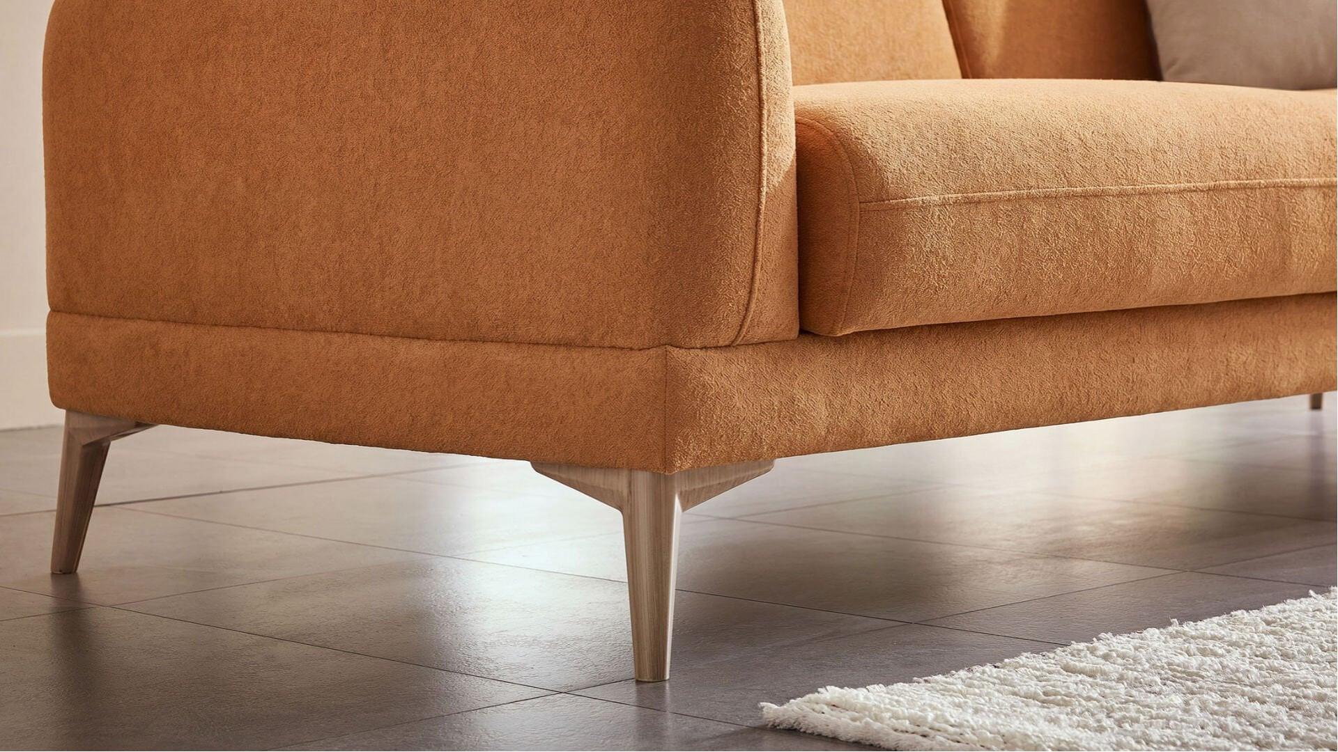 Livora 3er-Sofa - Kiremit - Eiche-Füße