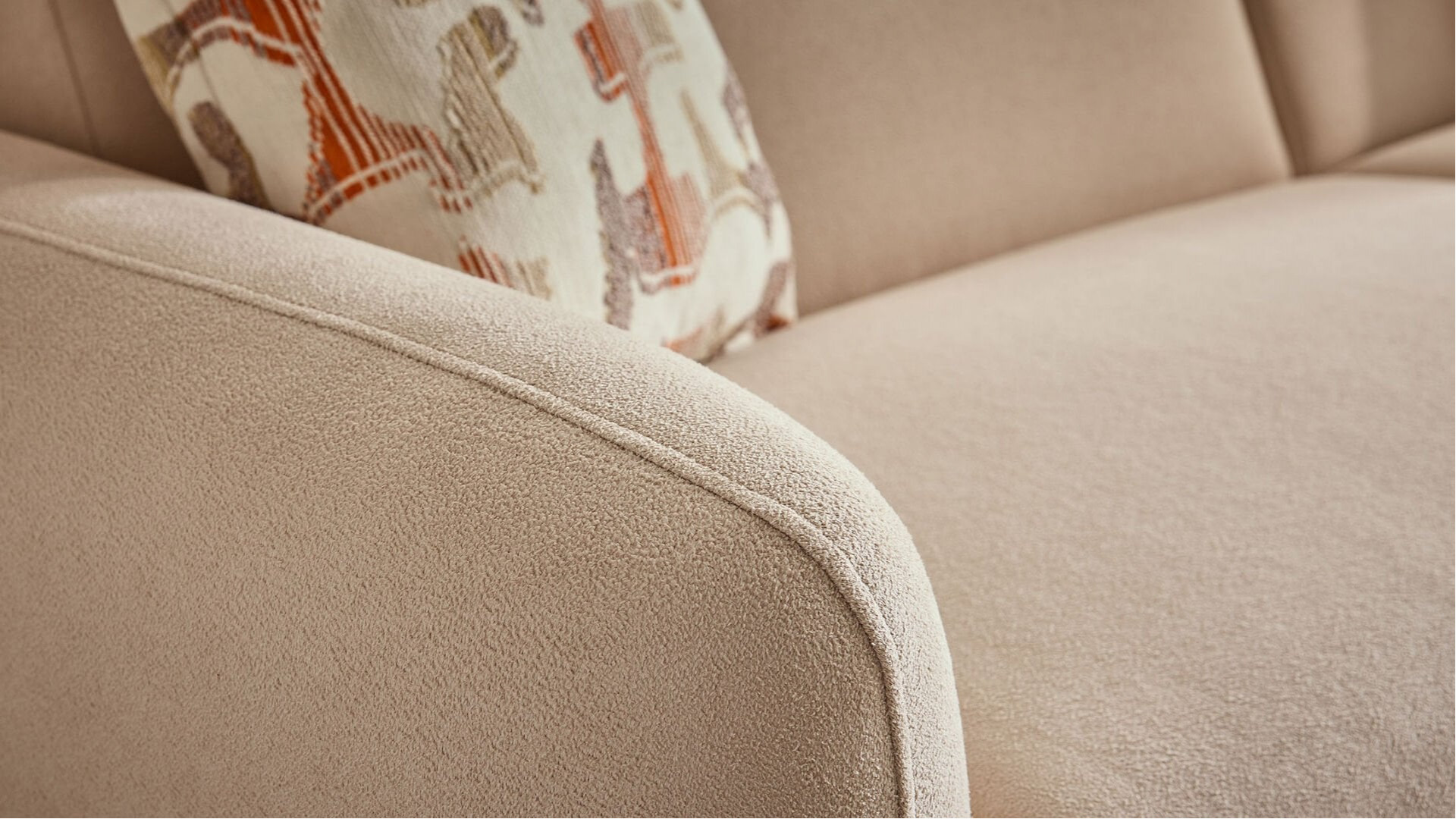 Livora 3er-Sofa - Beige - Eiche-Füße