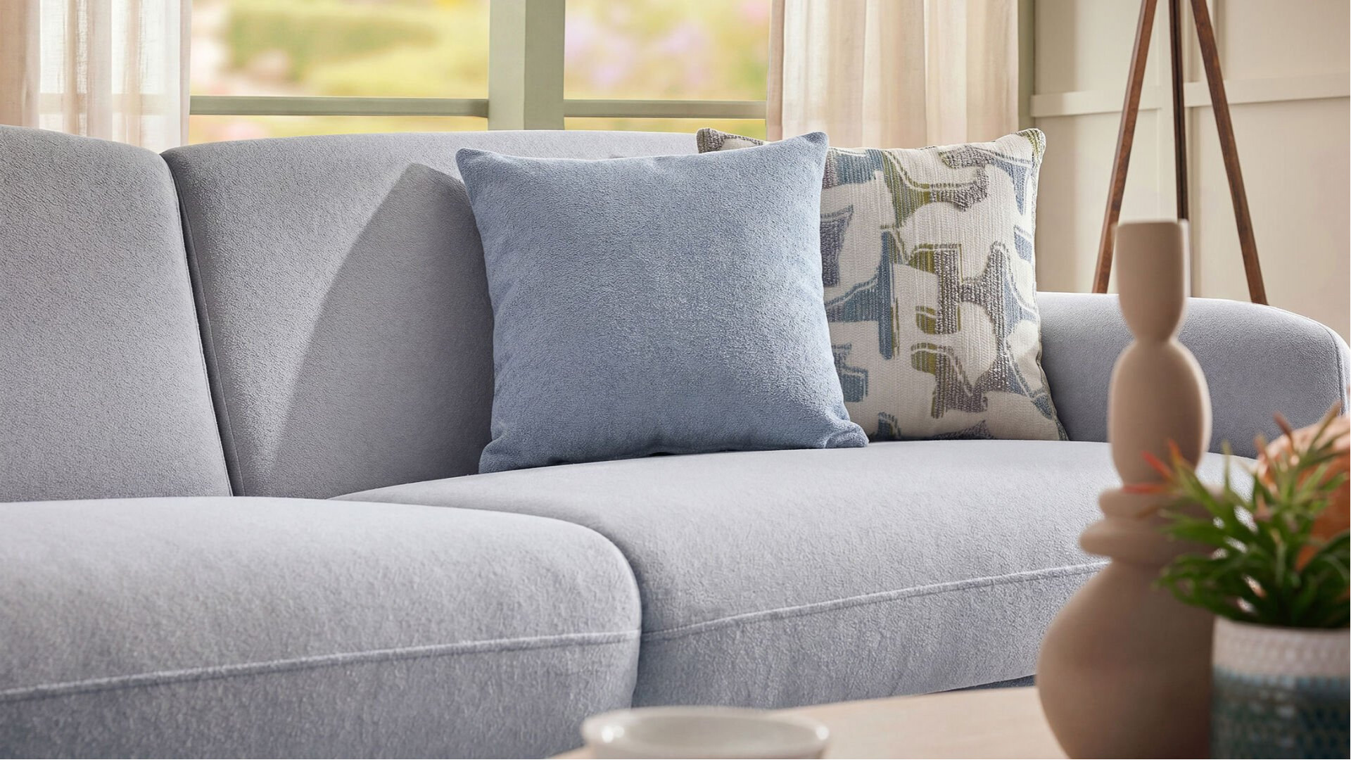Livora 3er-Sofa - Grau - Eiche-Füße