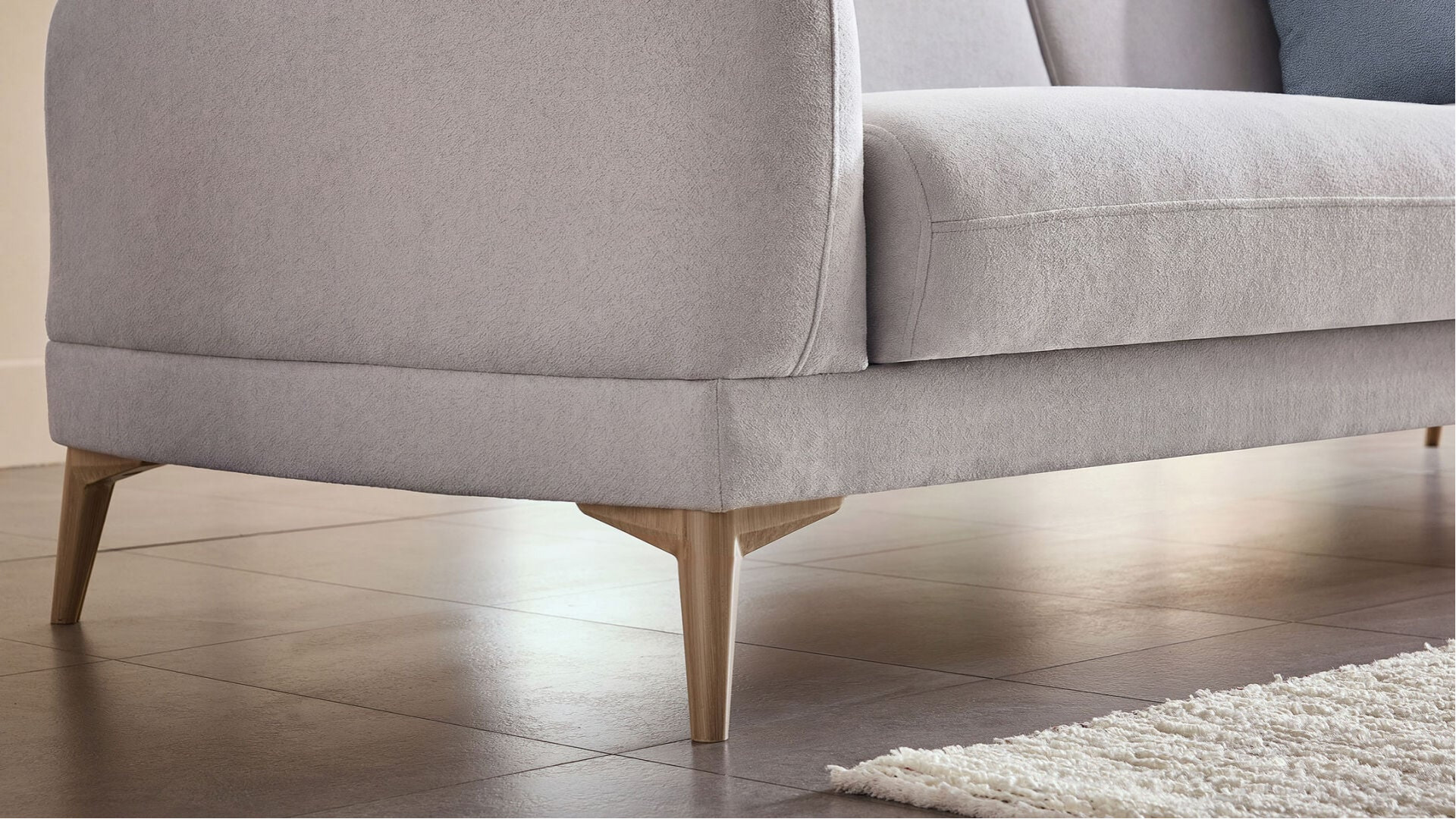 Livora 3er-Sofa - Grau - Eiche-Füße