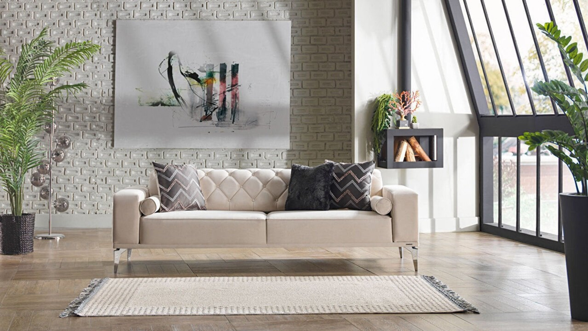 Loretto 3er-Sofa - Kreuzmuster