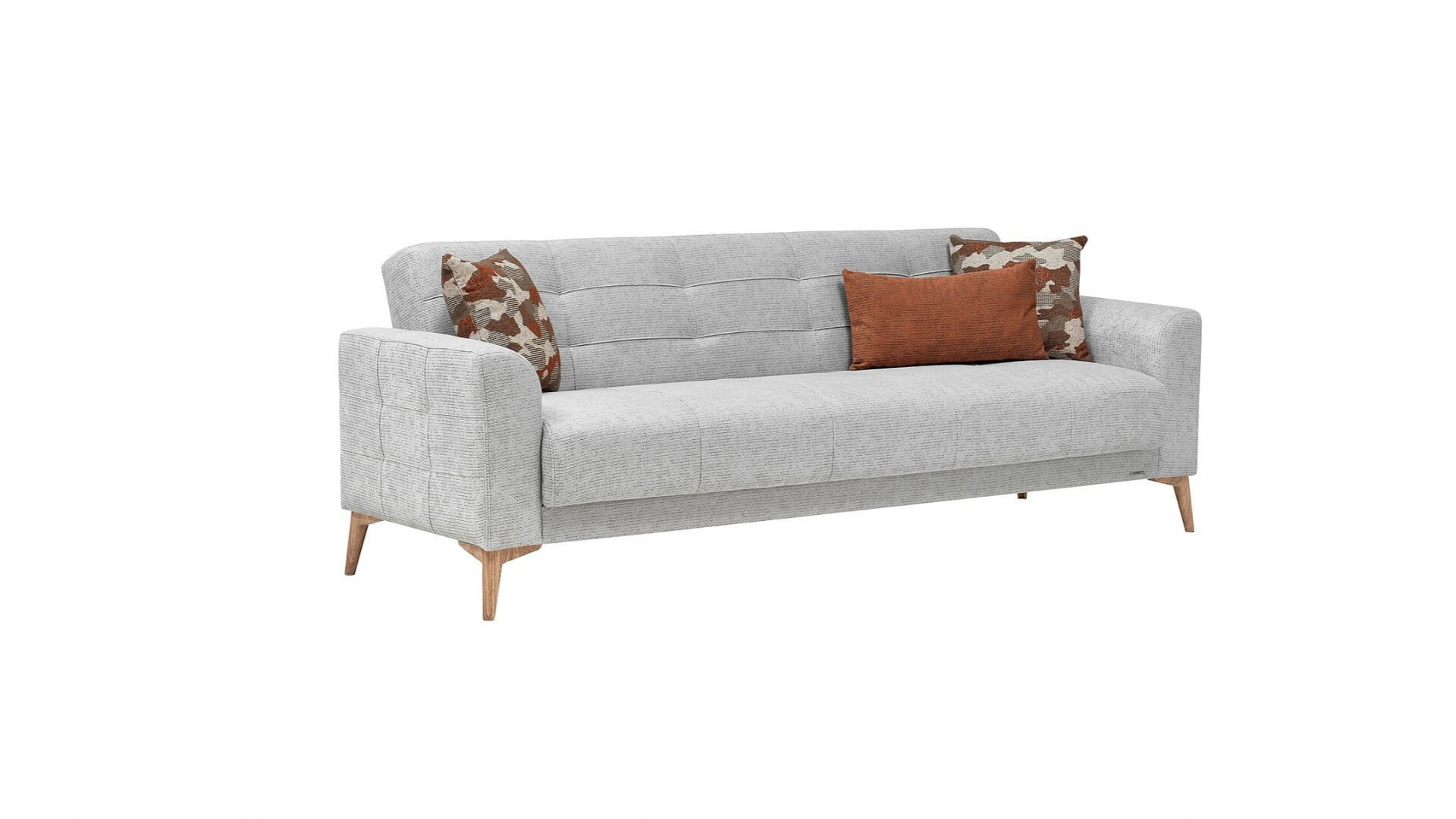 Luis 3er-Sofa - Taş Grau - Eiche-Füße