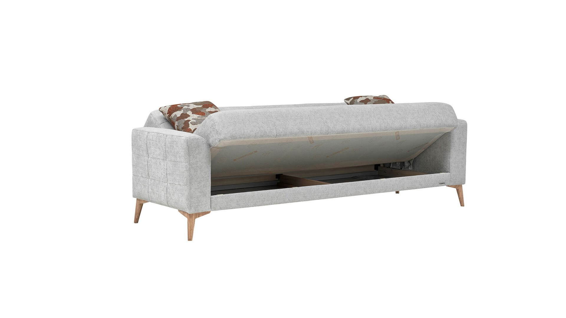 Luis 3er-Sofa - Taş Grau - Eiche-Füße