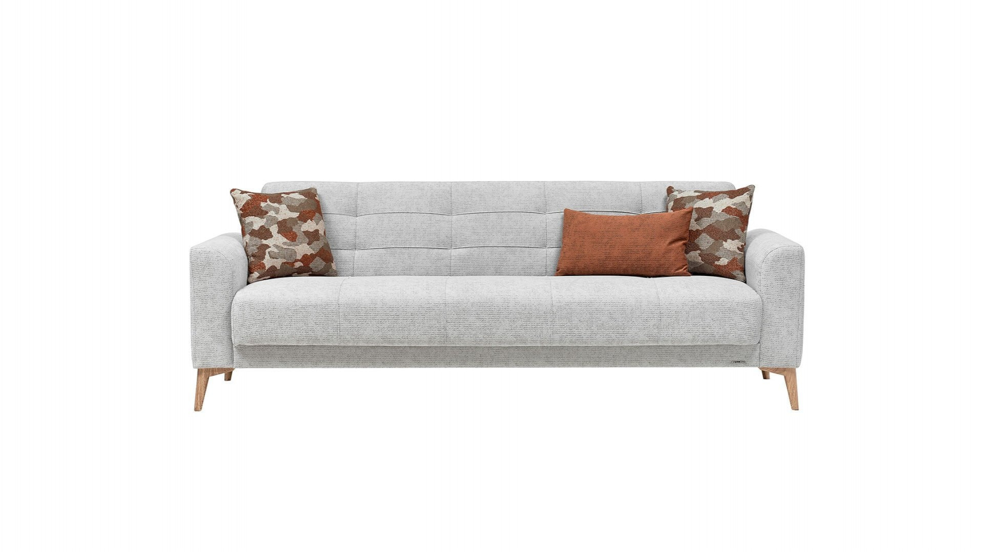 Luis 3er-Sofa - Taş Grau - Eiche-Füße