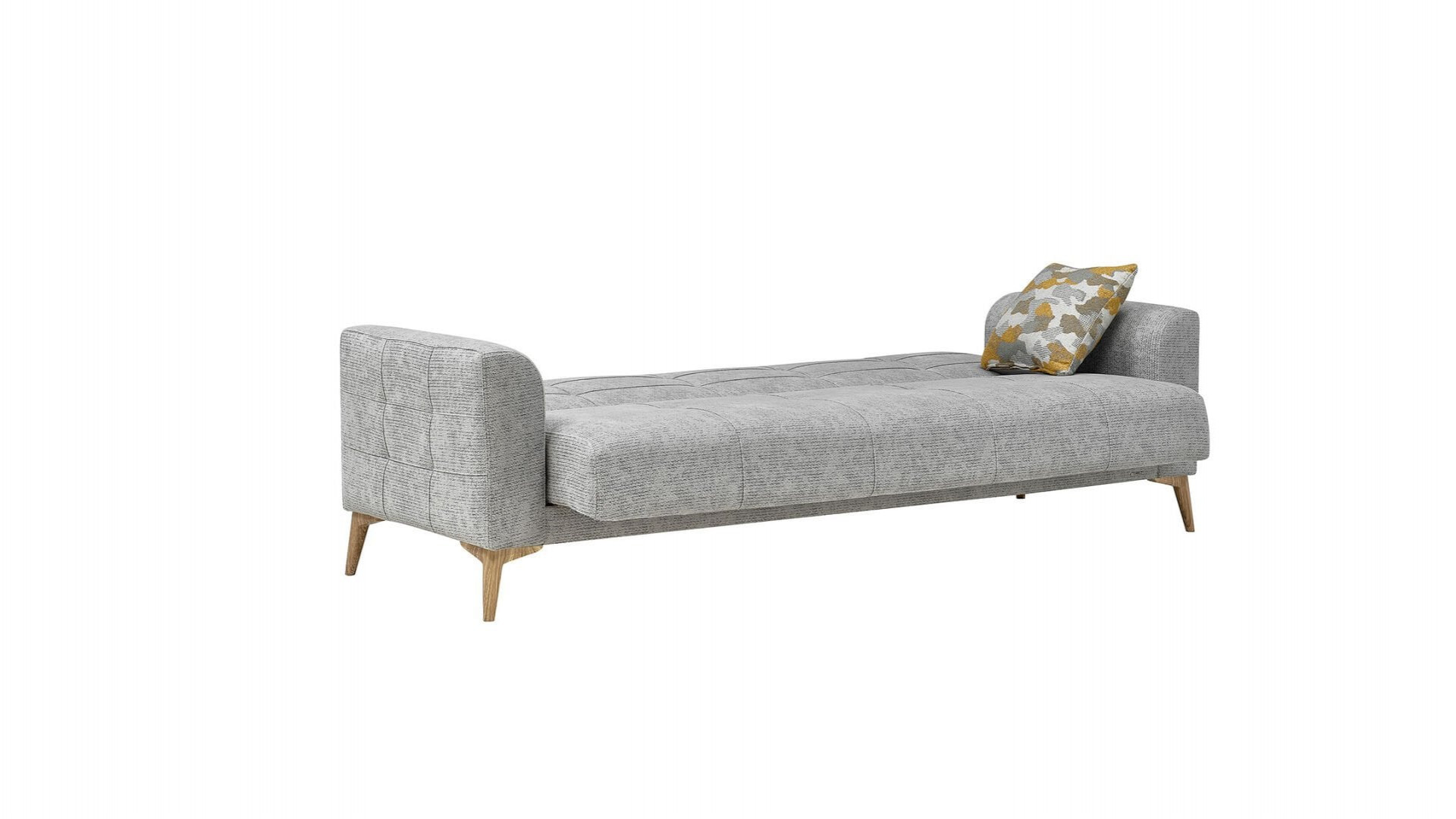 Luis 3er-Sofa - Grau - Eiche-Füße
