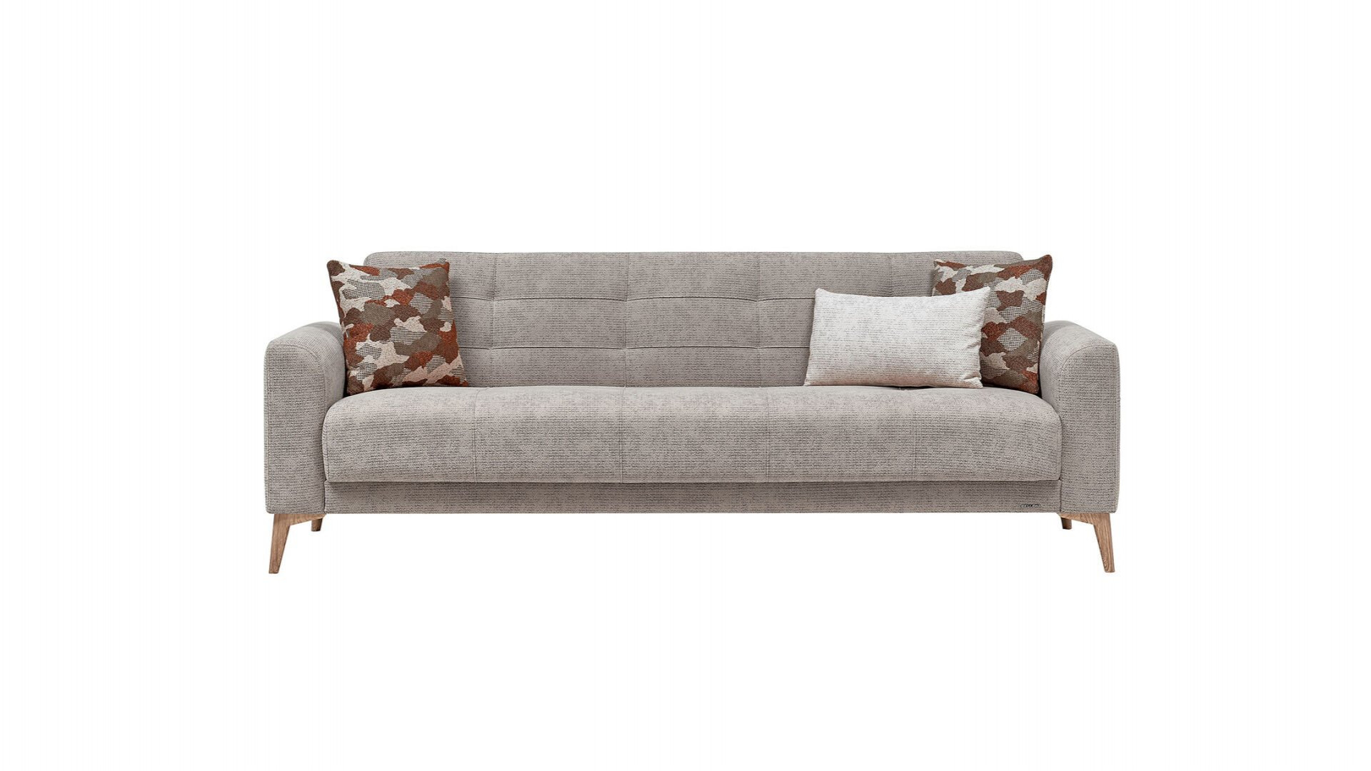 Luis 3er-Sofa - Taupe - Eiche-Füße