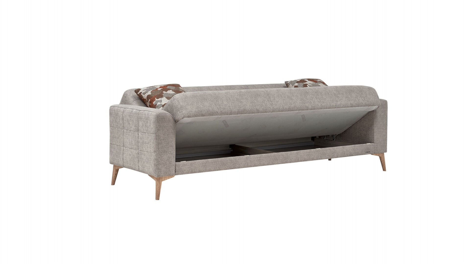 Luis 3er-Sofa - Taupe - Eiche-Füße