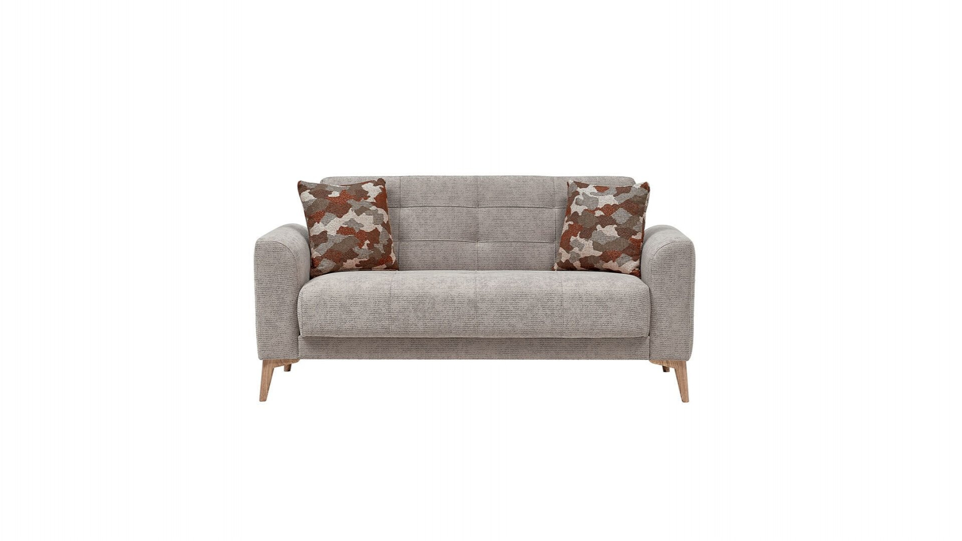 Luis 2er-Sofa - Taupe - Eiche-Füße