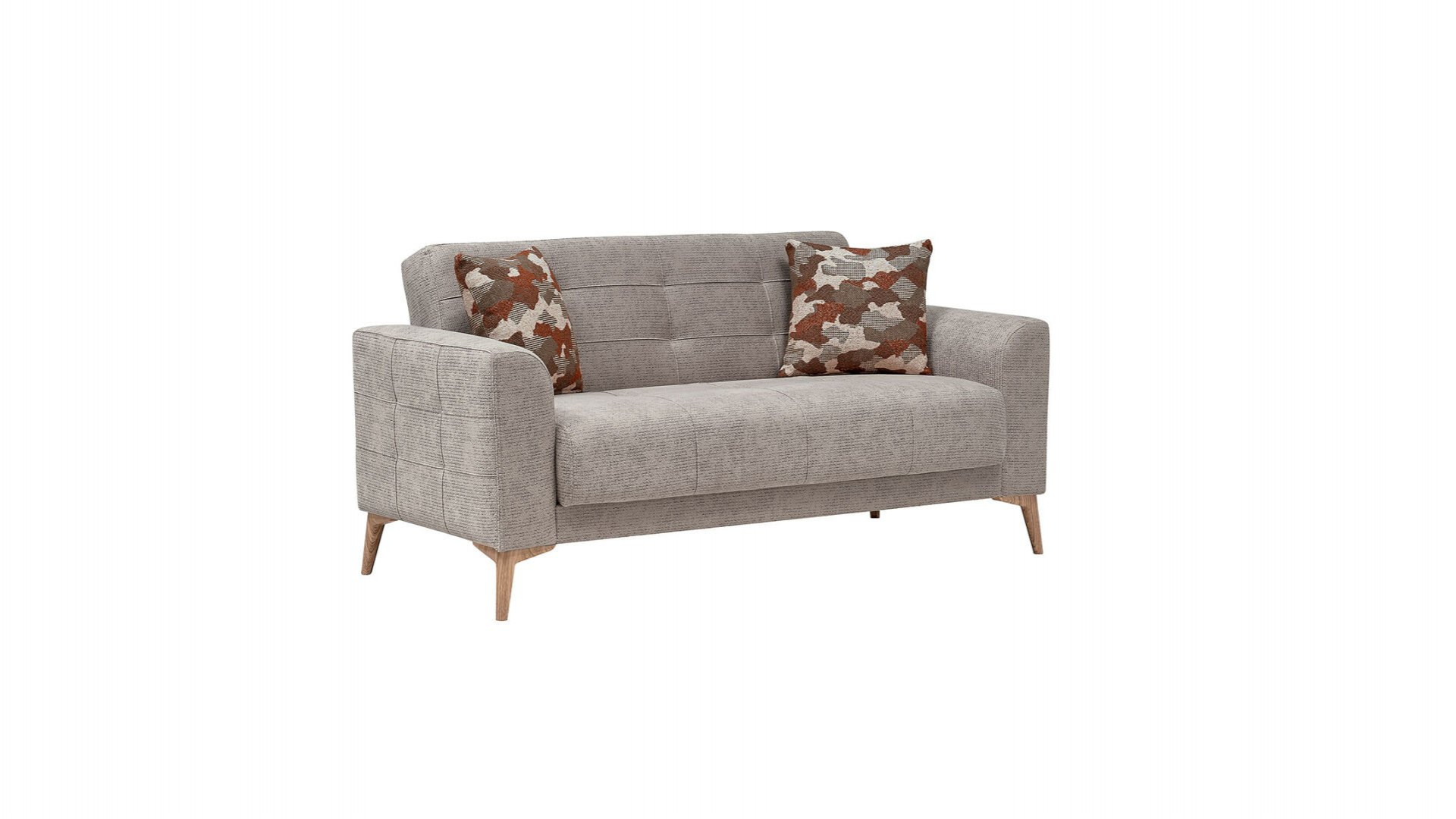 Luis 2er-Sofa - Taupe - Eiche-Füße