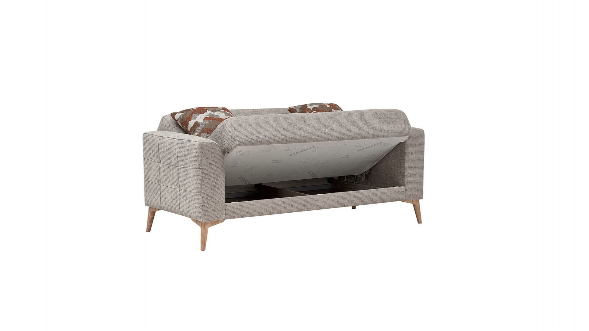 Luis 2er-Sofa - Taupe - Eiche-Füße