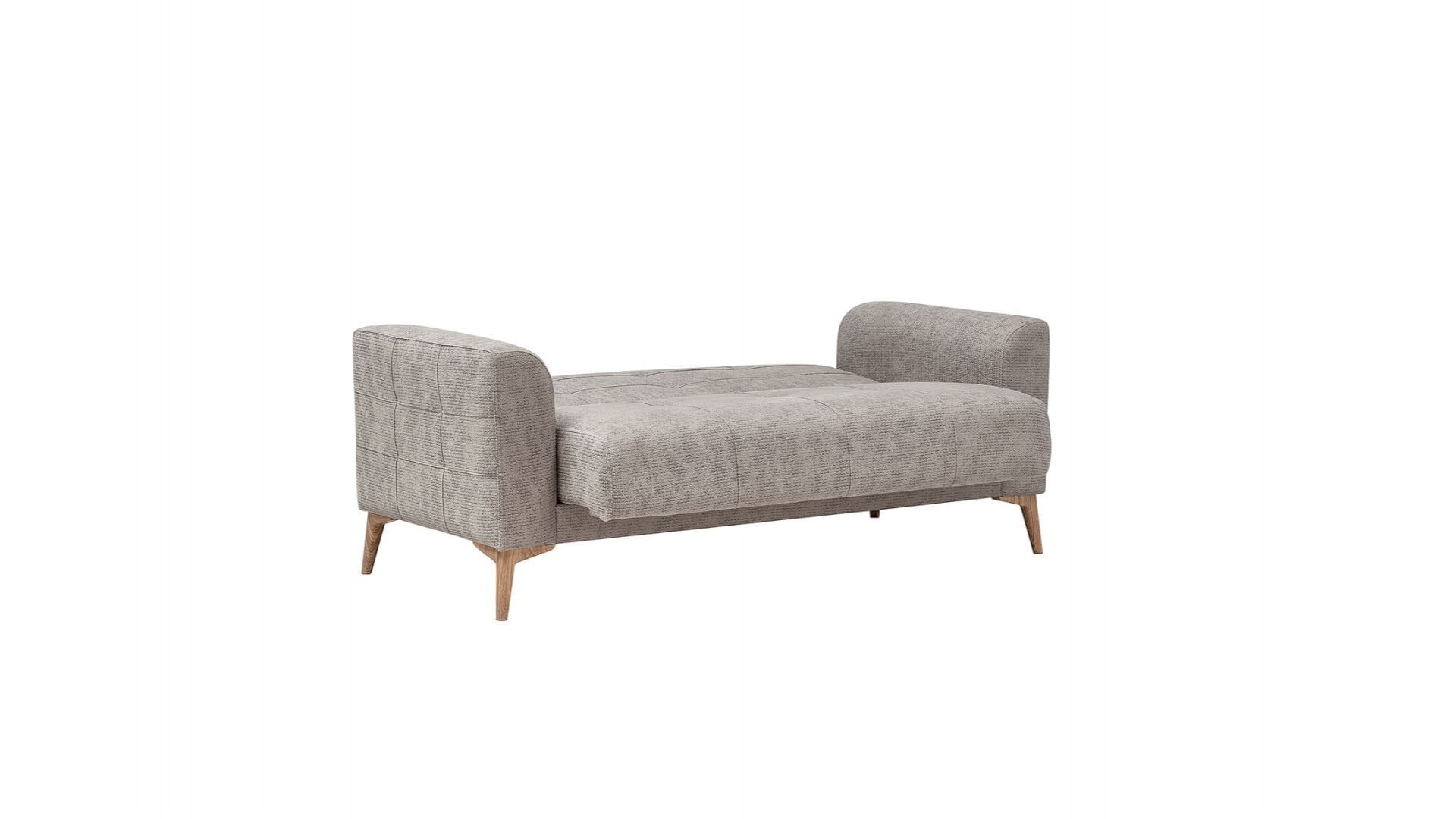 Luis 2er-Sofa - Taupe - Eiche-Füße