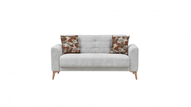 Luis 2er-Sofa - Taş Grau - Eiche-Füße