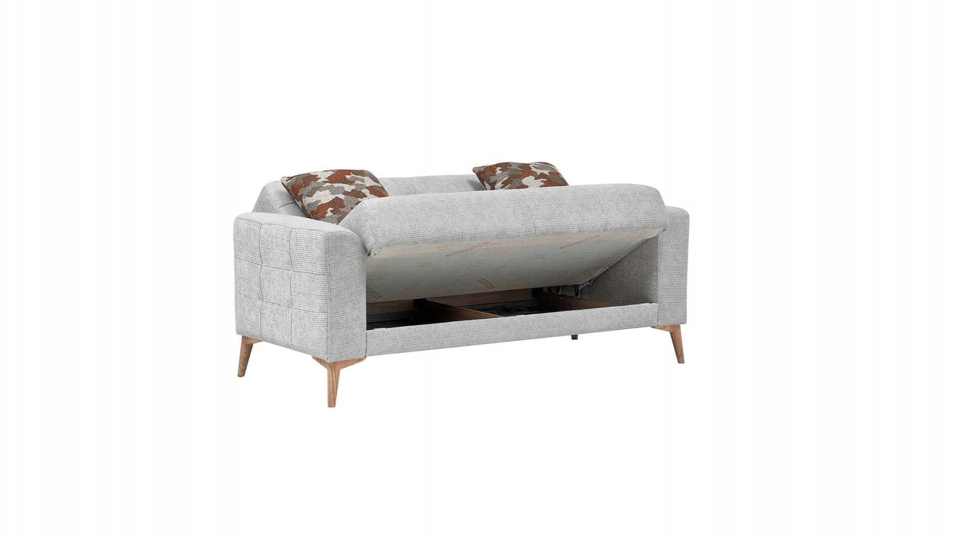 Luis 2er-Sofa - Taş Grau - Eiche-Füße