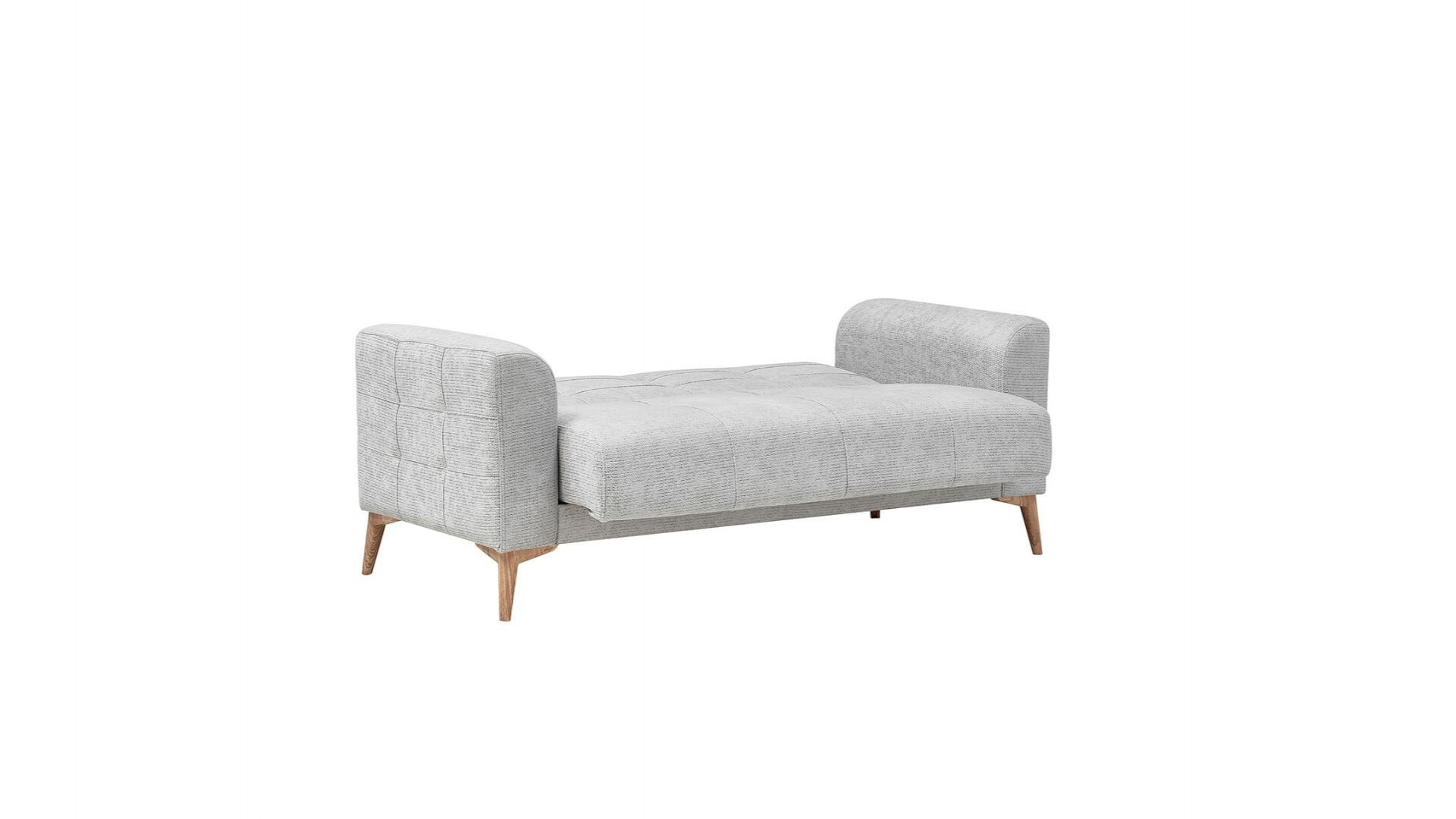 Luis 2er-Sofa - Taş Grau - Eiche-Füße