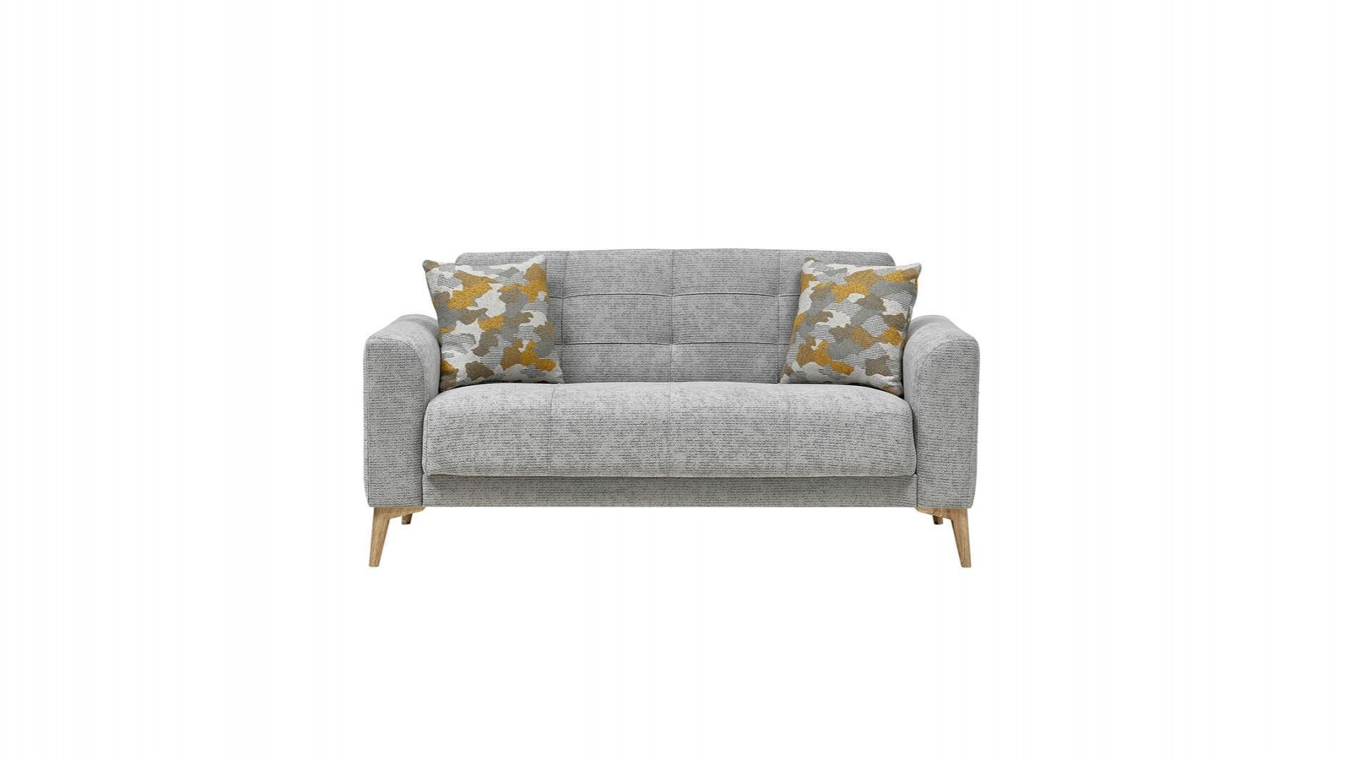 Luis 2er-Sofa - Grau - Eiche-Füße