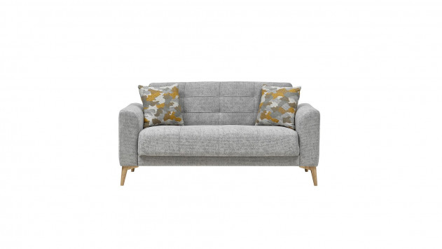 Luis 2er-Sofa - Grau - Eiche-Füße