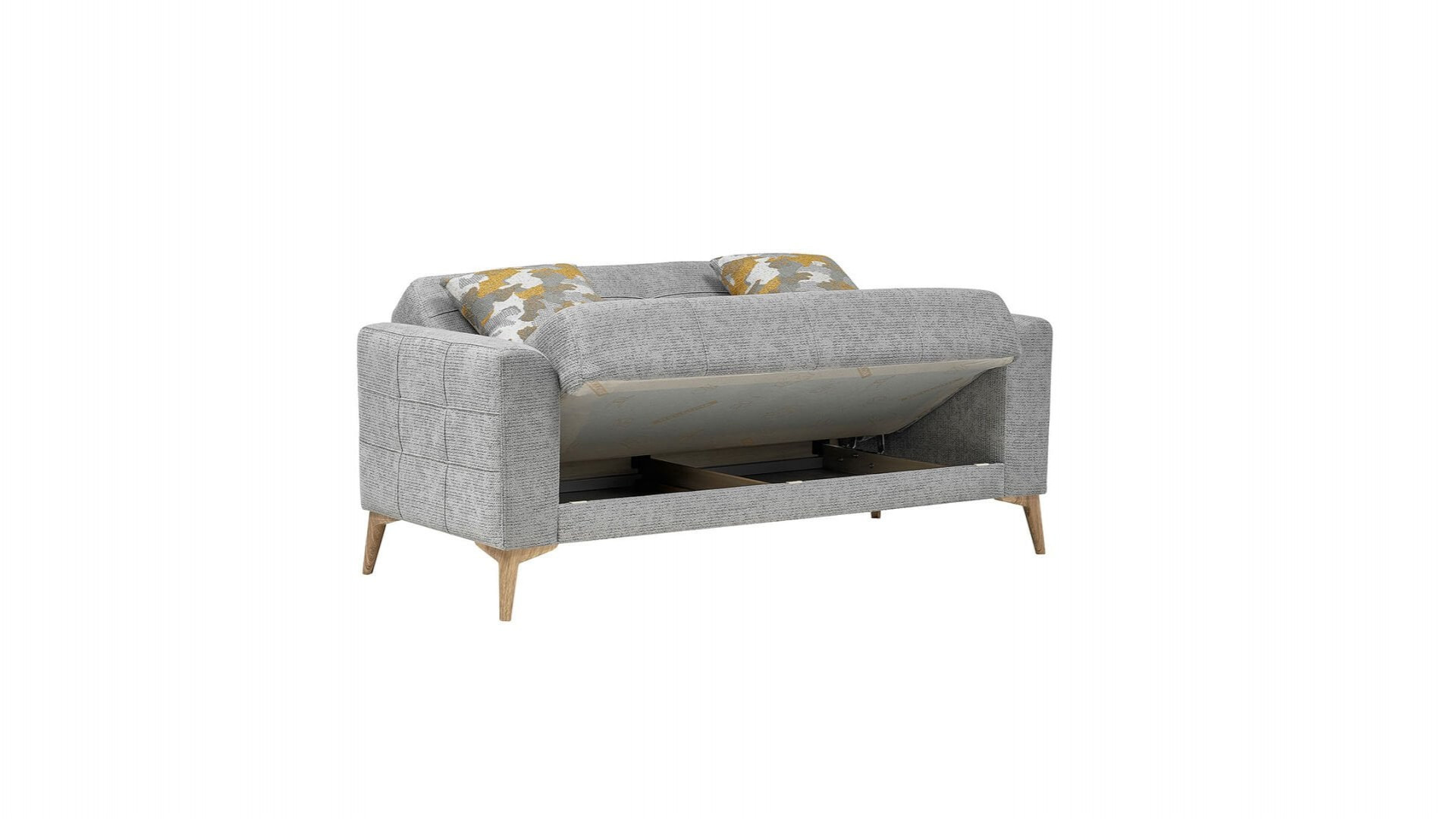 Luis 2er-Sofa - Grau - Eiche-Füße