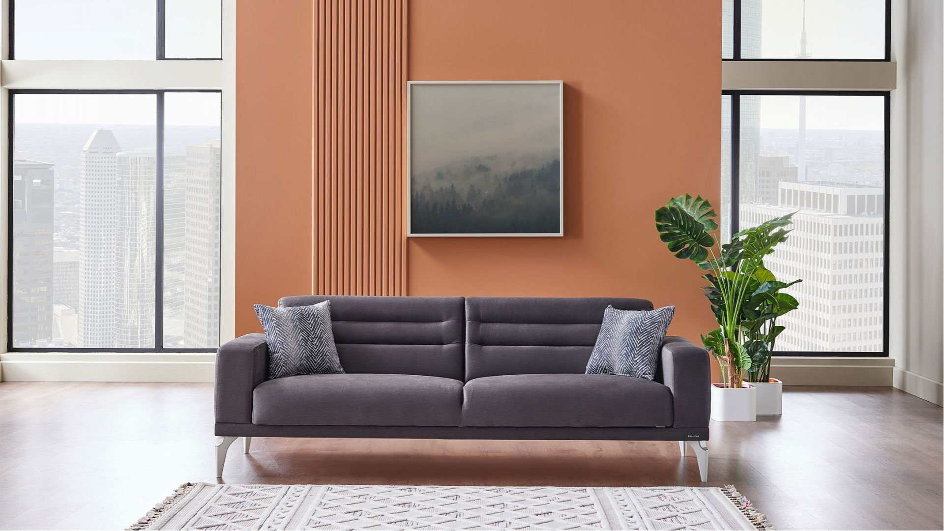 Majer 3er-Sofa - Anthrazit