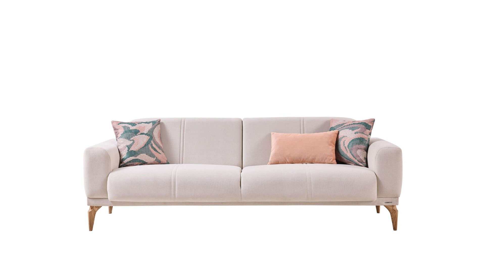 Majer S 3er-Sofa - Taupe - Eiche-Füße