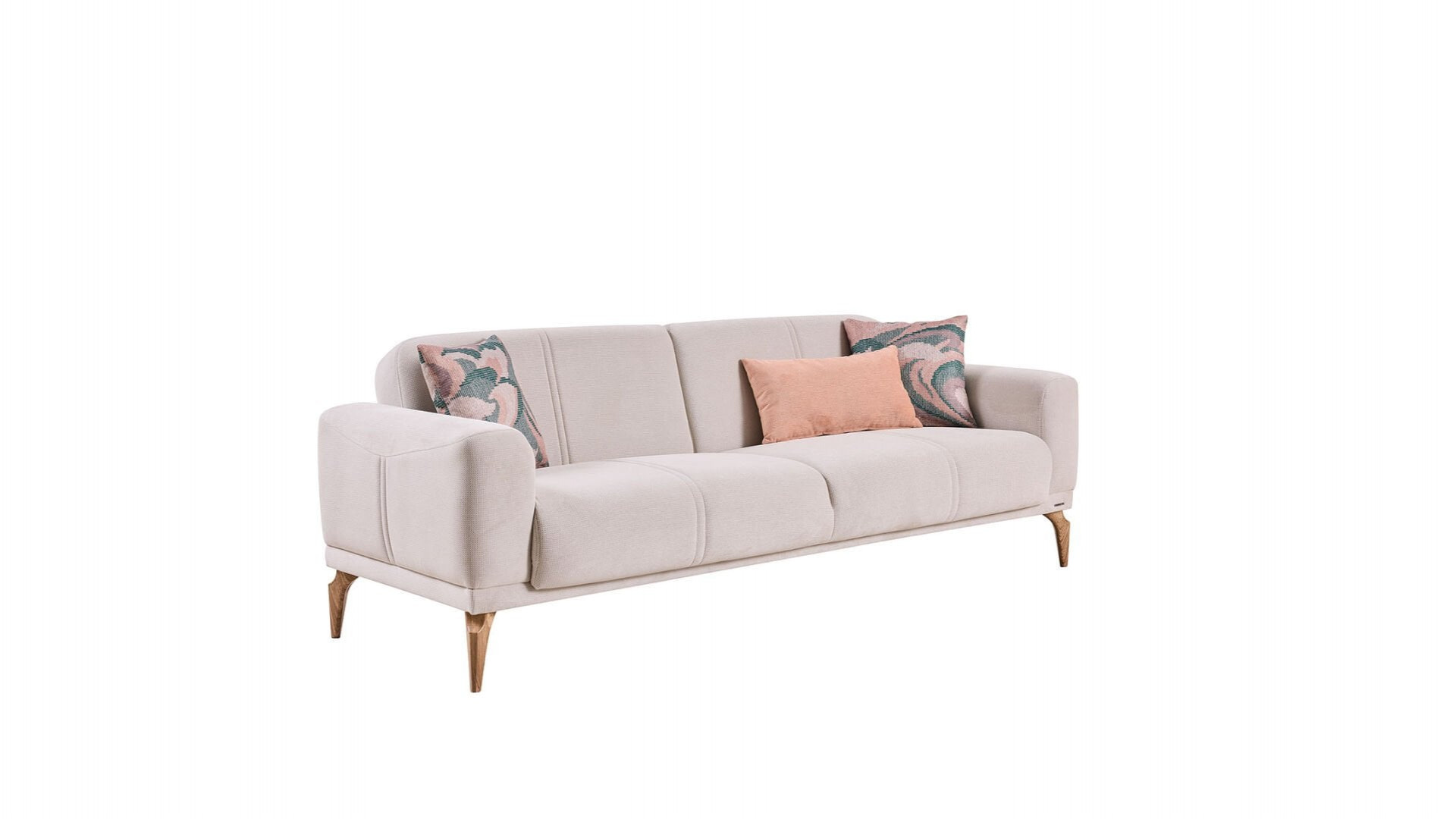 Majer S 3er-Sofa - Taupe - Eiche-Füße