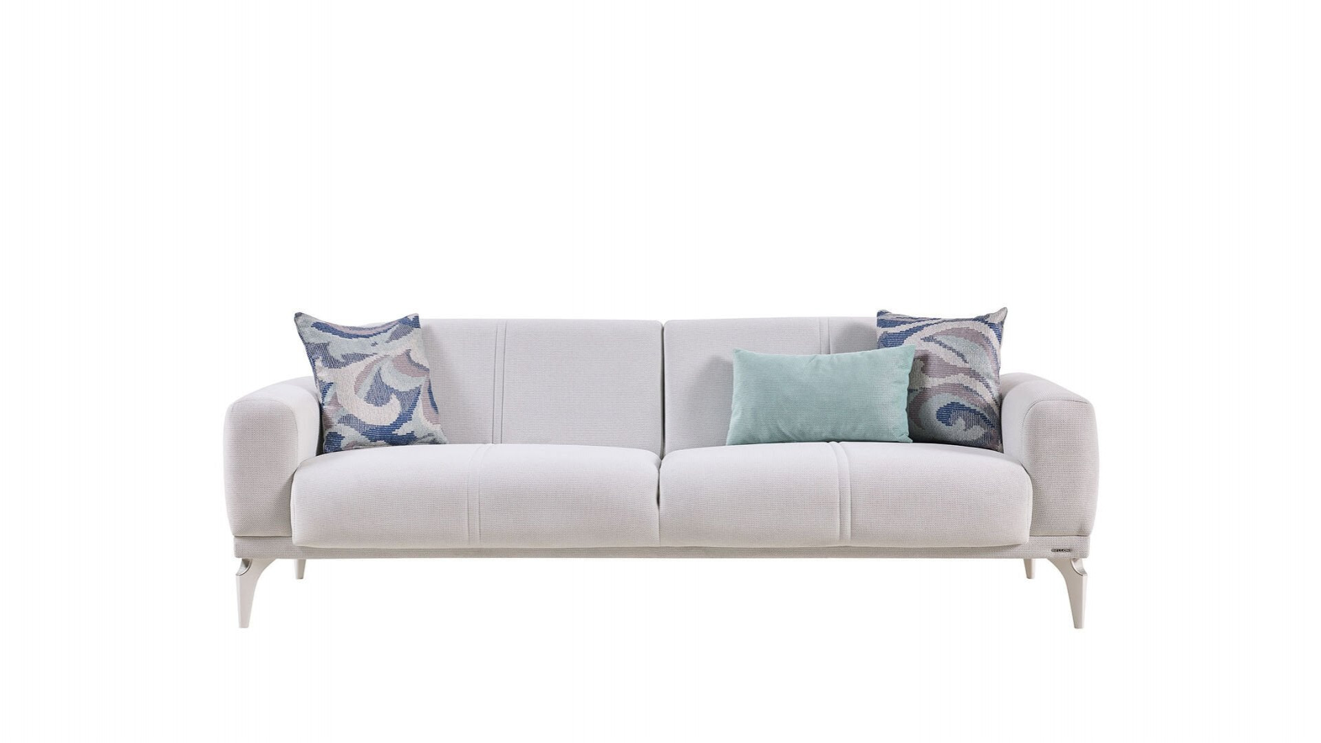 Majer S 3er-Sofa - Grau - Weiß-Füße