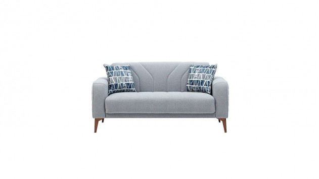 Mathias 2er-Sofa - Blaue Kissen
