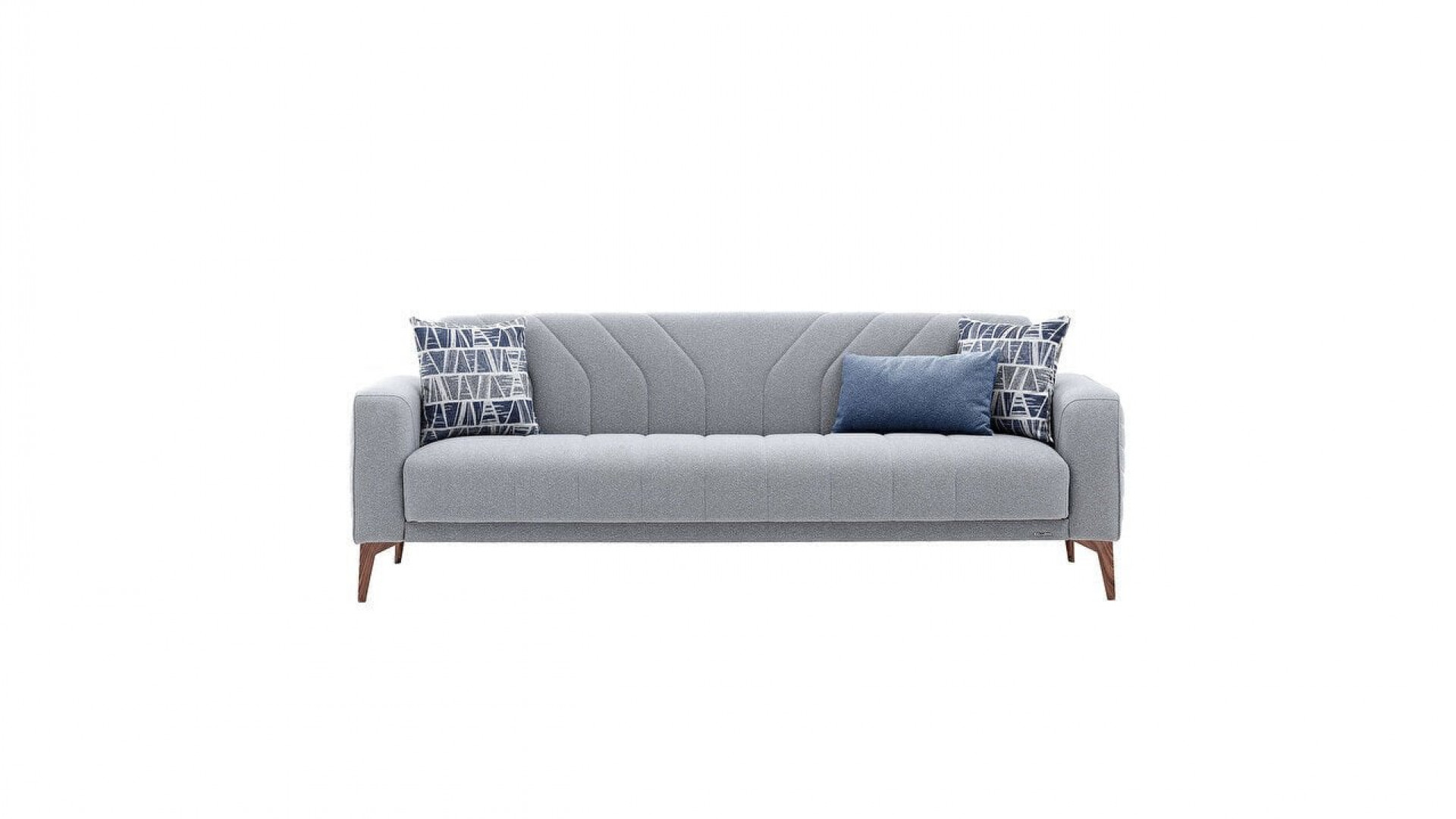 Mathias 3er-Sofa - Blaue Kissen
