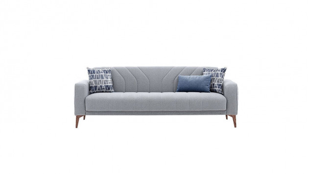 Mathias 3er-Sofa - Blaue Kissen