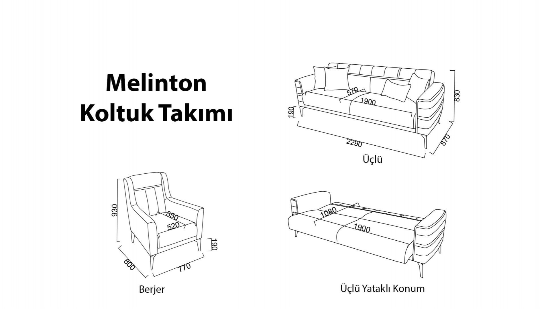 Melinton 3er-Sofa