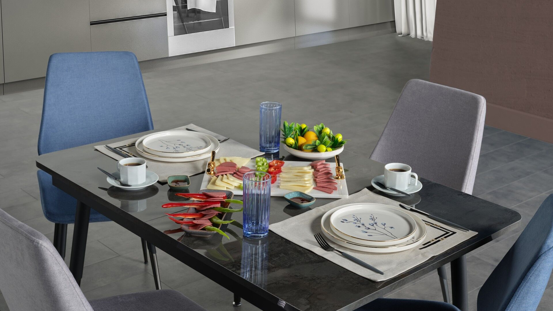 Melody Küchentisch-Set Anthrazit