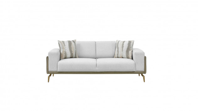 Montella 2er-Sofa - Taupe - Grün - Gelb-Füße