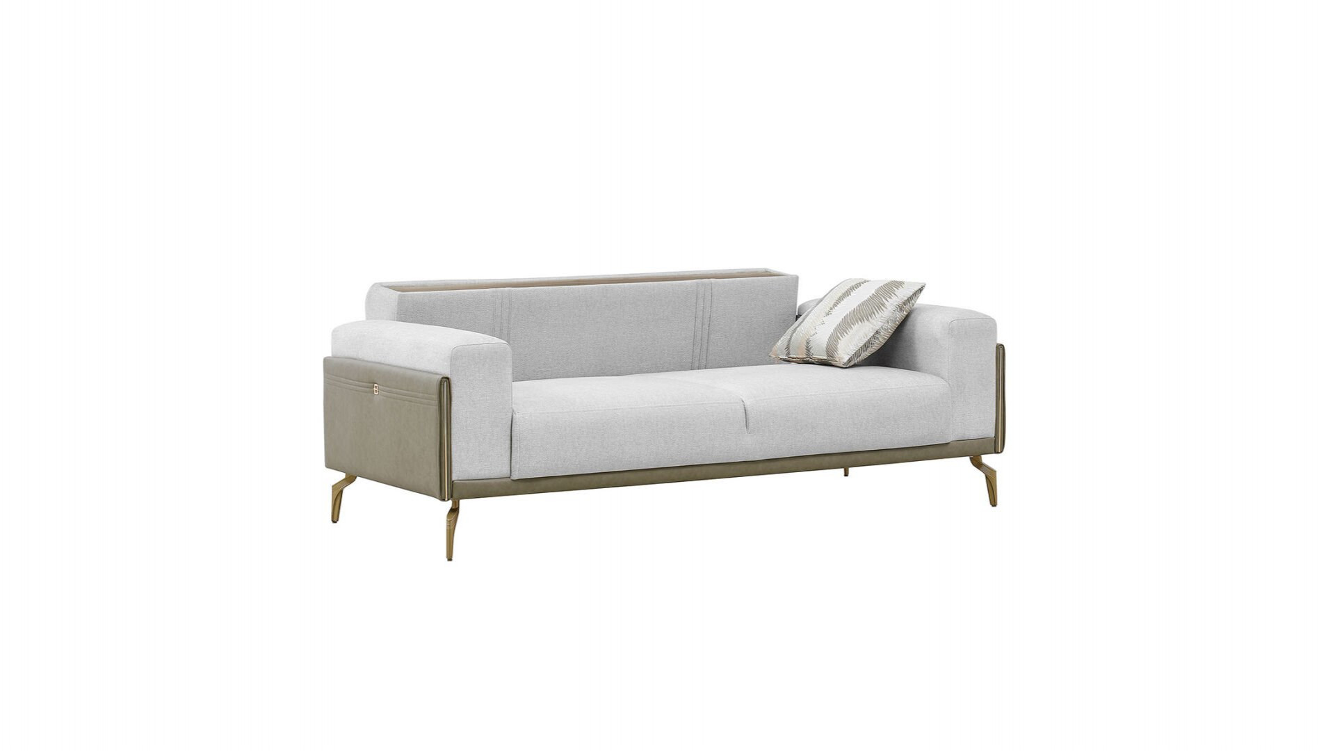 Montella 2er-Sofa - Taupe - Grün - Gelb-Füße