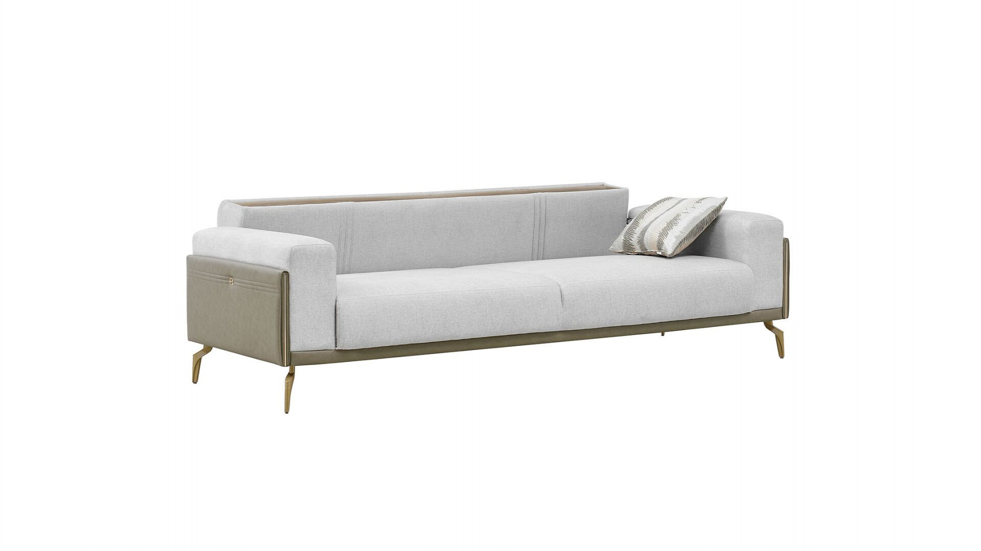 Montella 3er-Sofa - Taupe - Grün - Gelb-Füße
