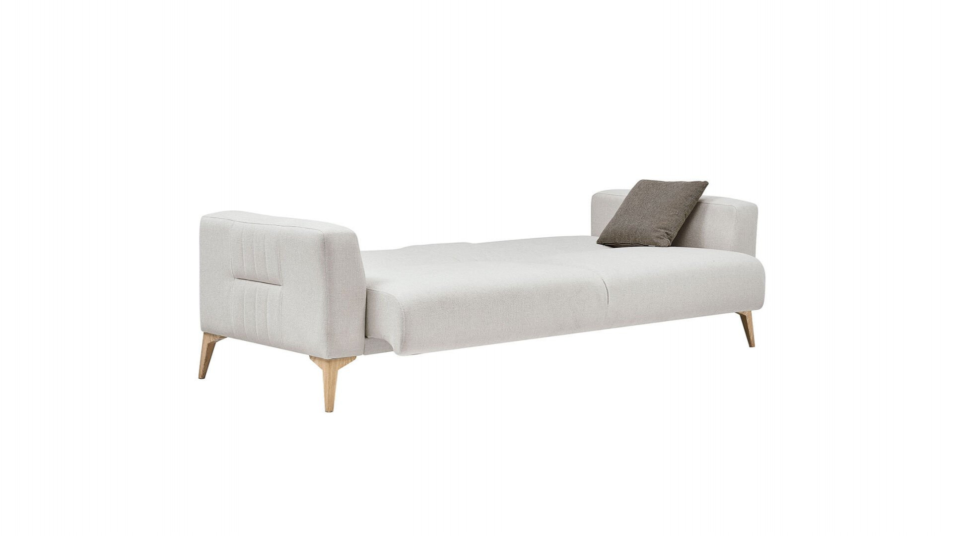 Nadia 3er-Sofa - Creme - Eiche-Füße