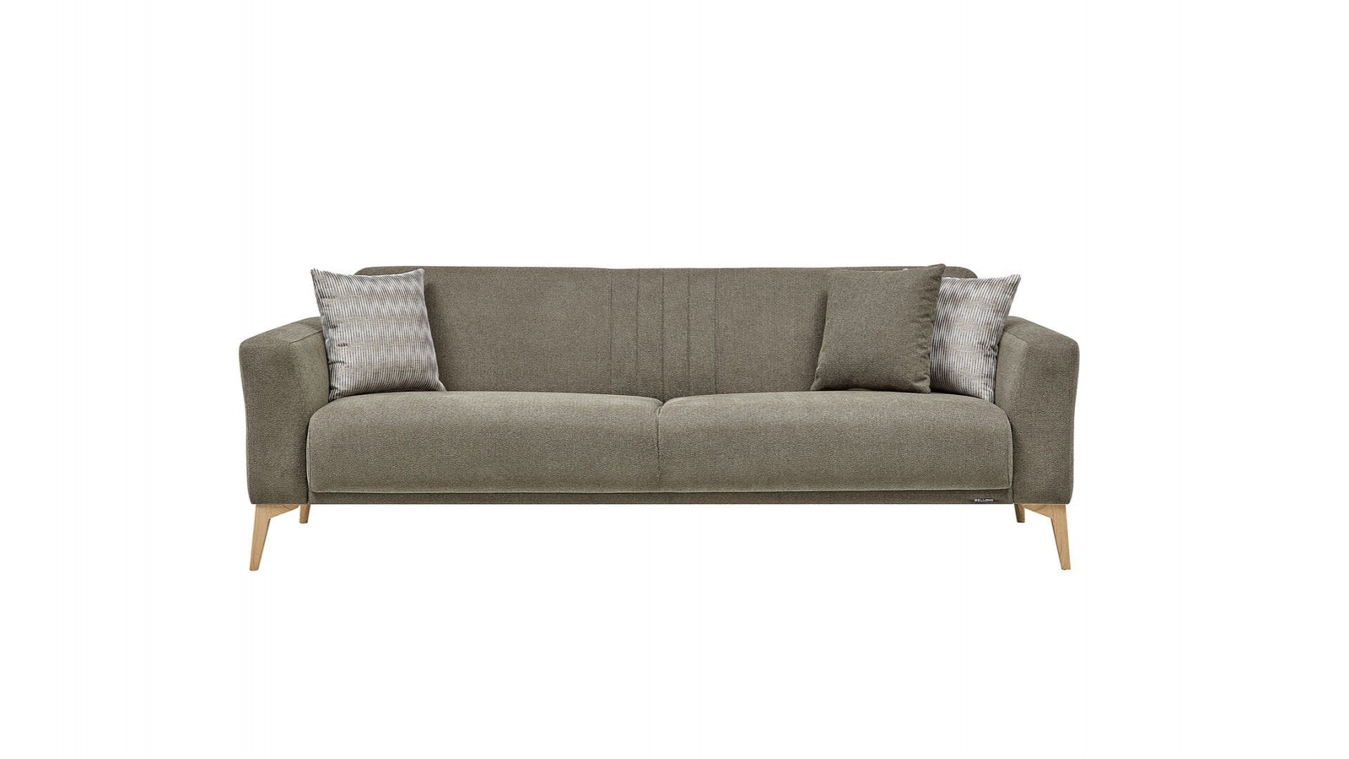 Nadia 3er-Sofa - Grün - Eiche-Füße