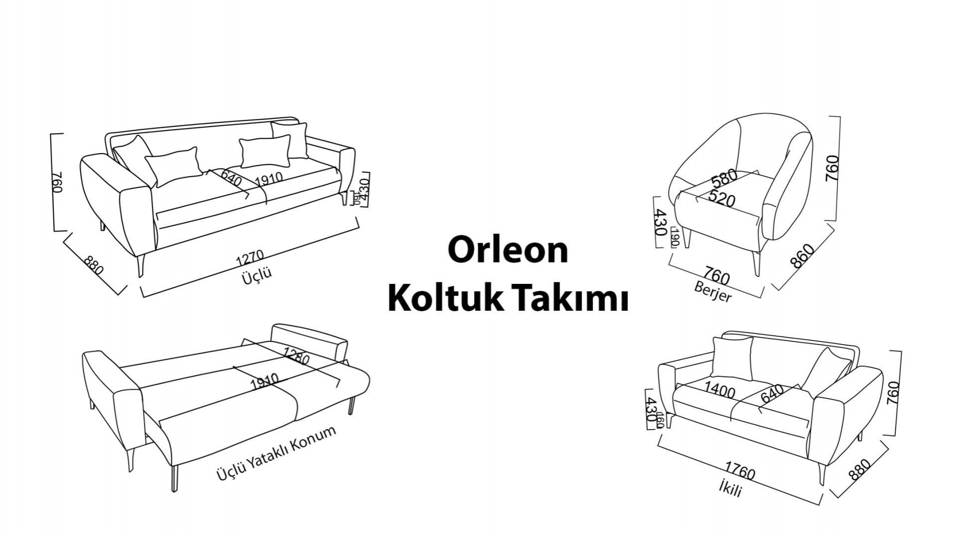 Orleon 2er-Sofa - Taupe - Eiche-Füße