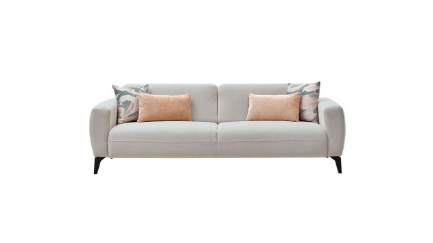 Orleon 3er-Sofa - Taupe - Schwarz-Füße