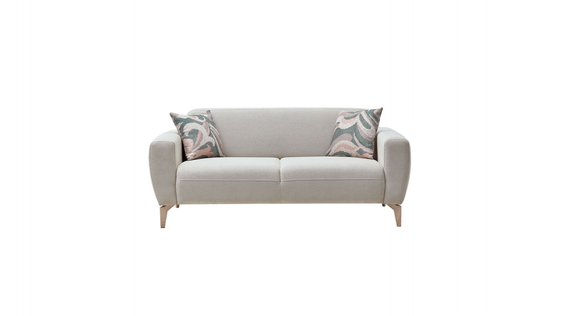 Orleon 2er-Sofa - Taupe - Eiche-Füße