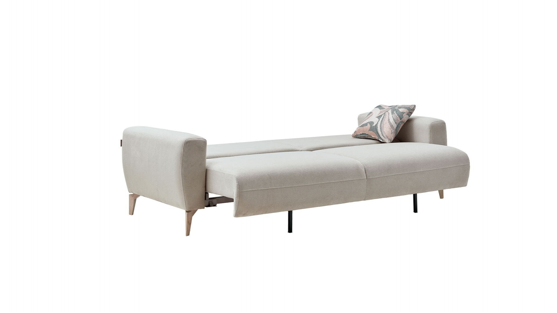 Orleon 3er-Sofa - Taupe - Eiche-Füße