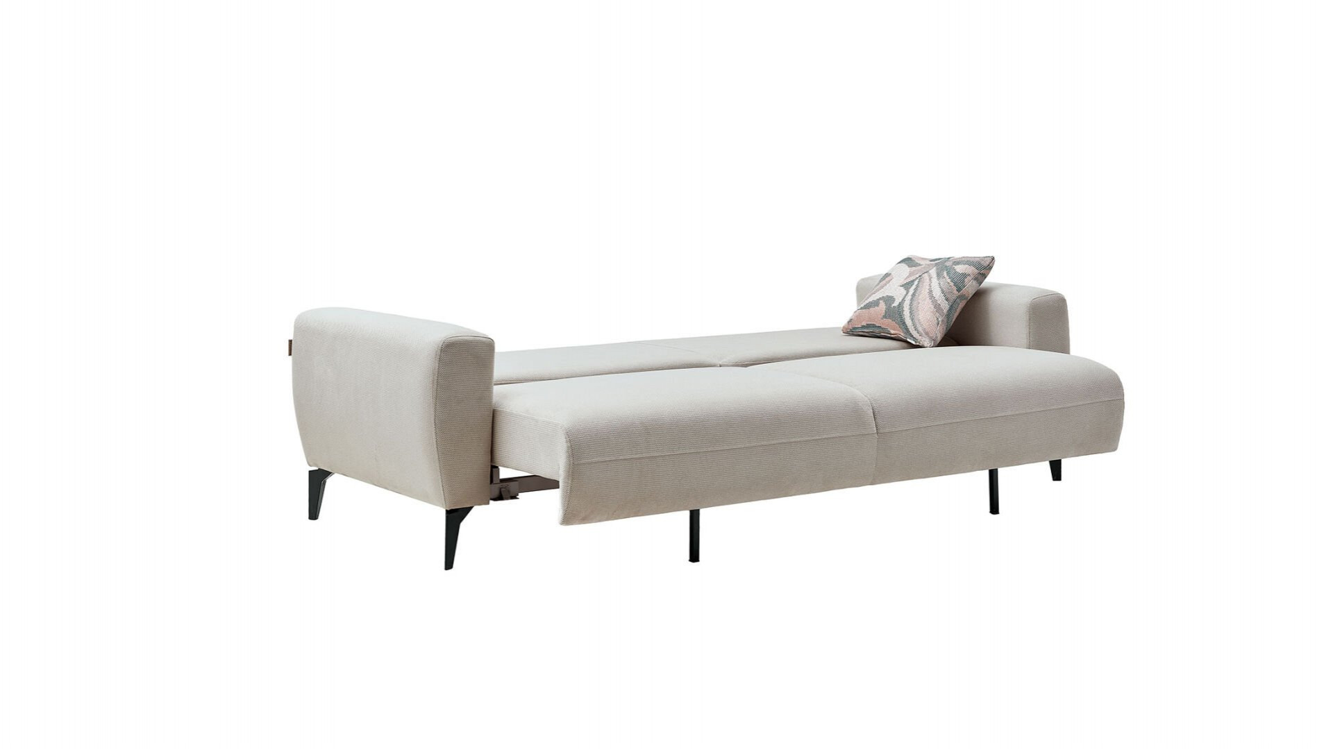 Orleon 3er-Sofa - Taupe - Schwarz-Füße
