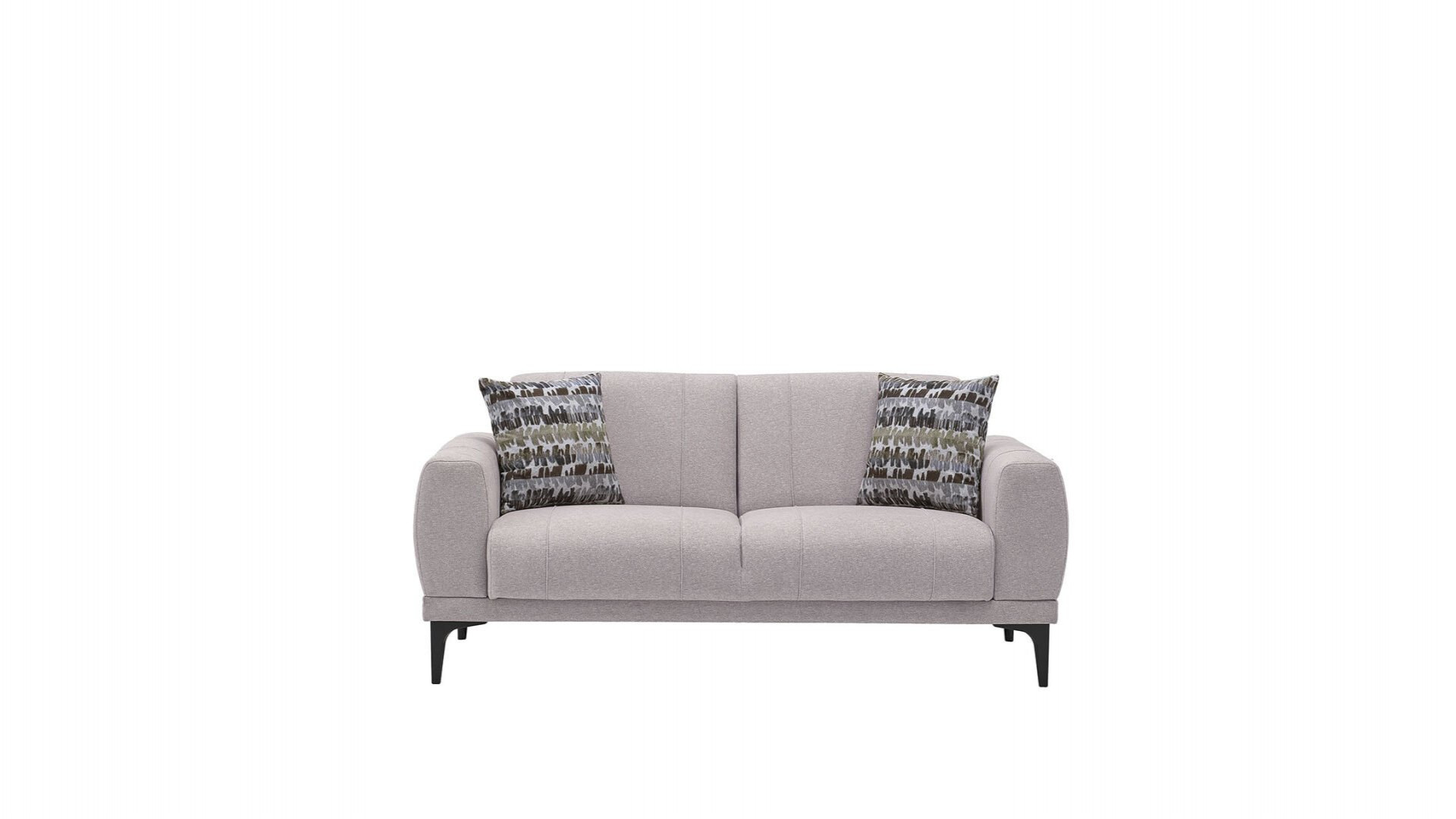 Porto 2er-Sofa - Creme - Schwarz-Füße