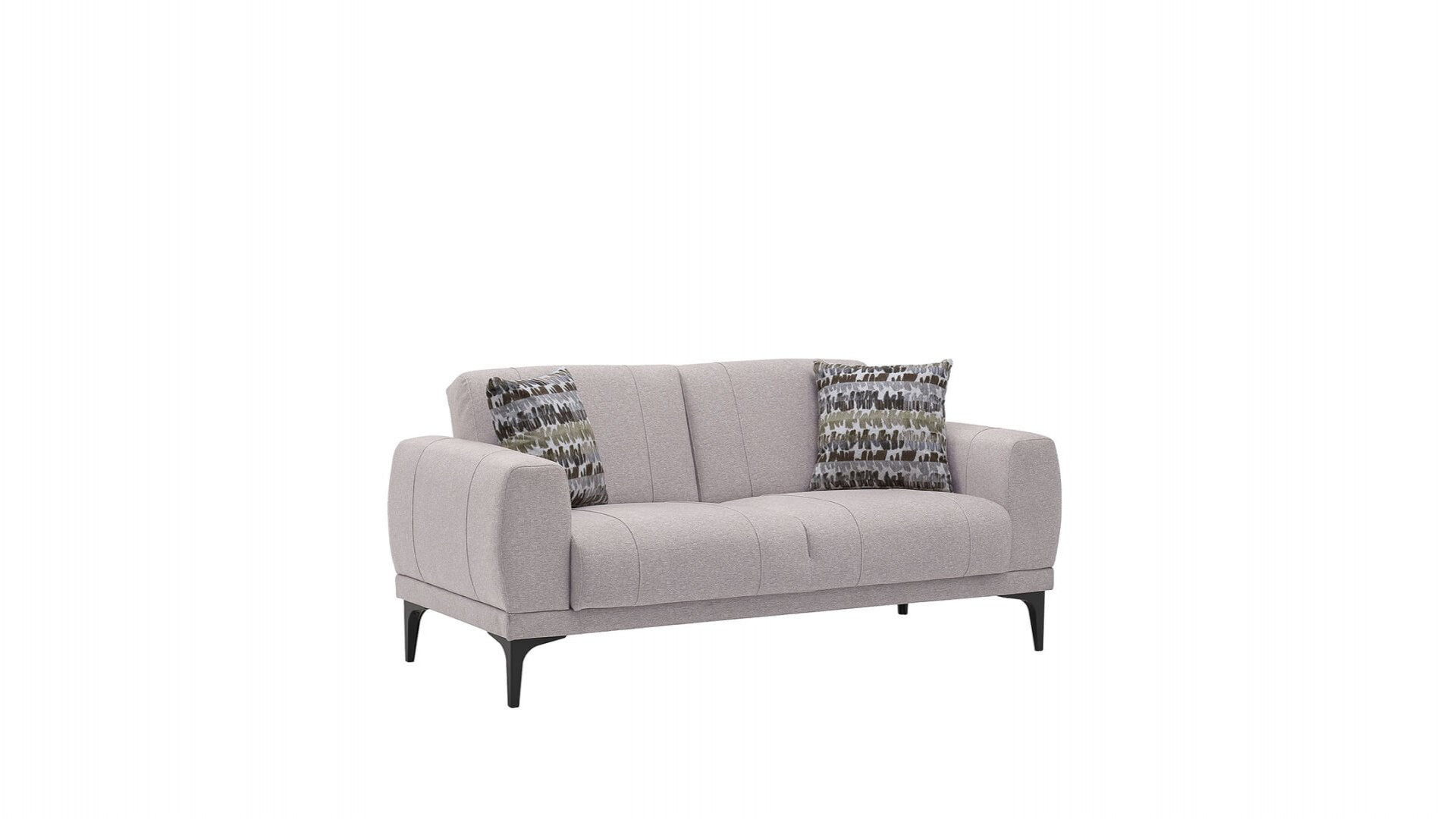 Porto 2er-Sofa - Creme - Schwarz-Füße