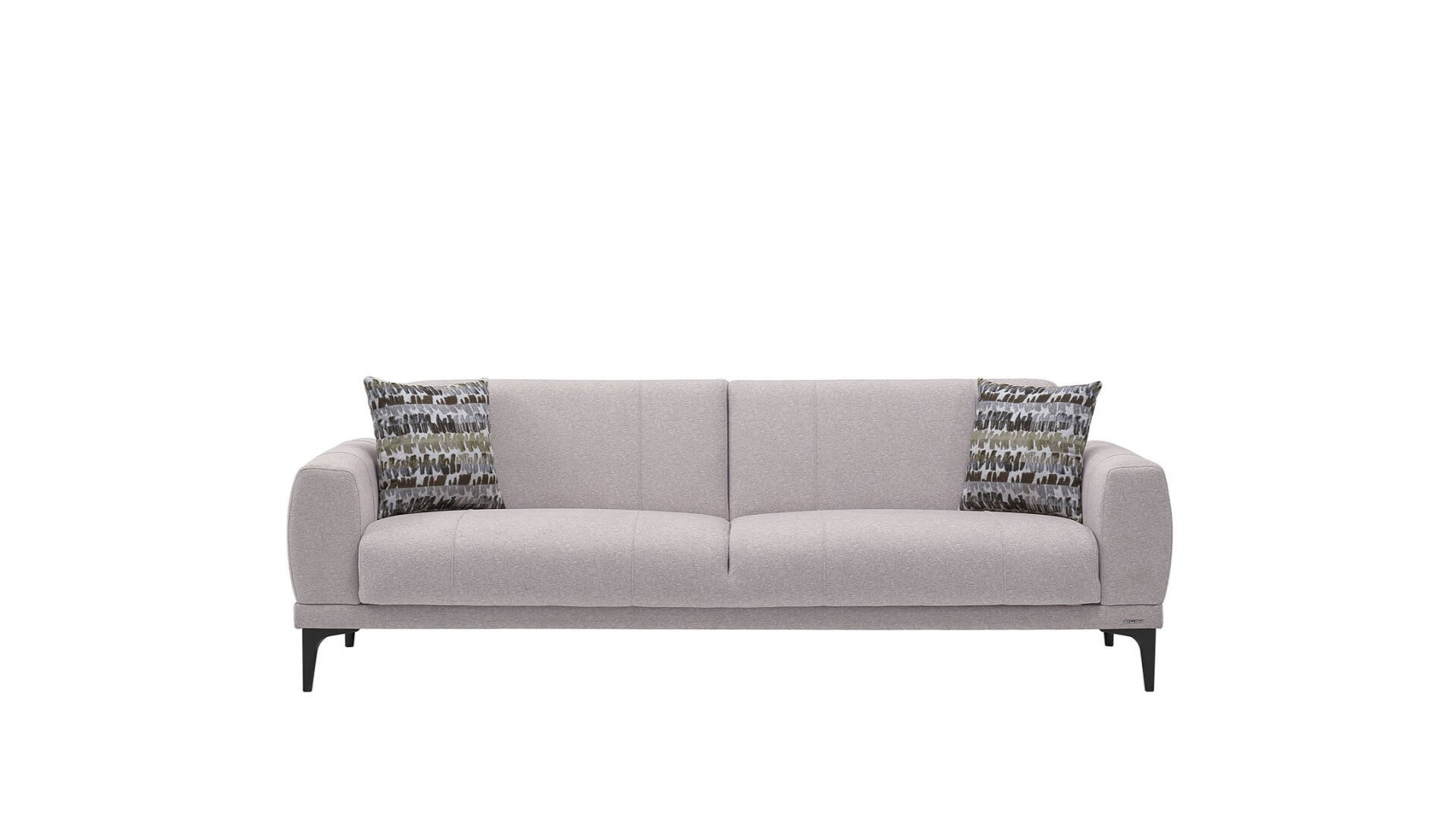 Porto 3er-Sofa - Creme - Schwarz-Füße