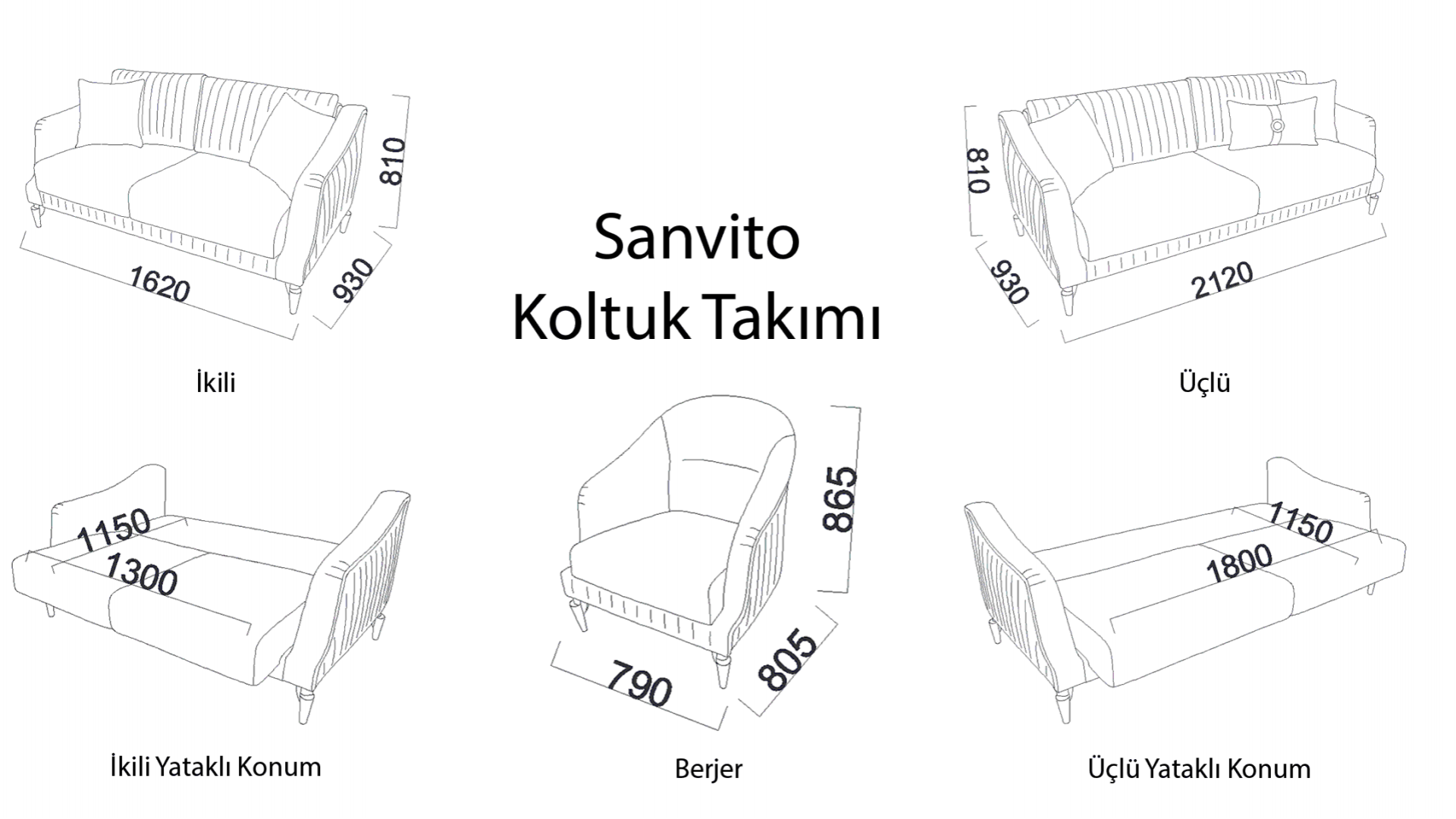 Sanvito 3er-Sofa
